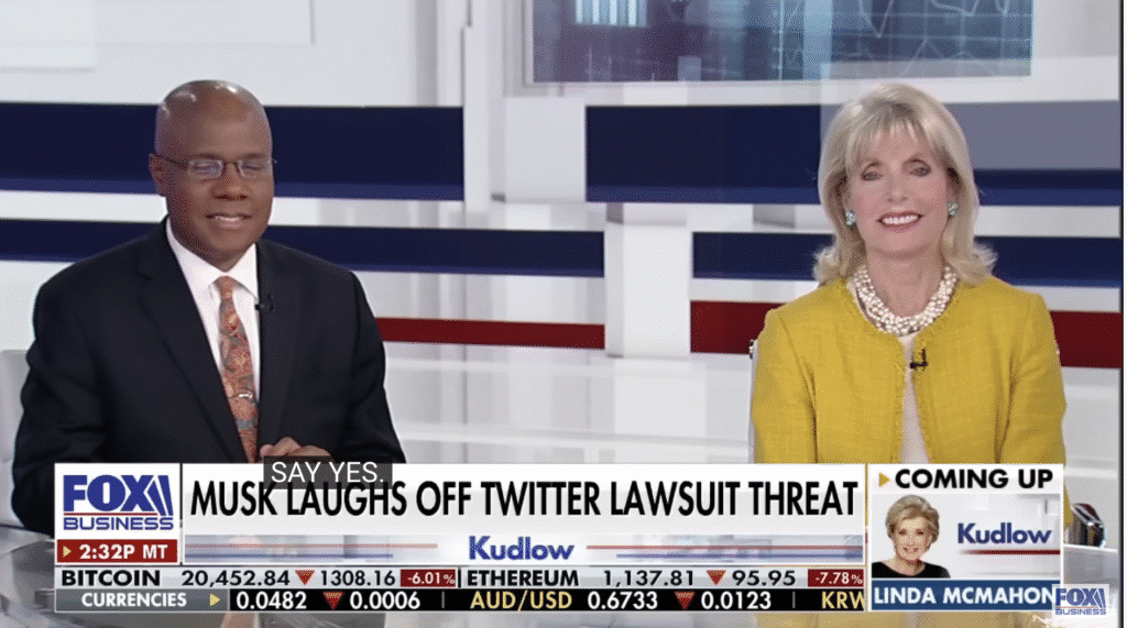 Fox Business: Musk Laughs Off Twitter Lawsuit Threat