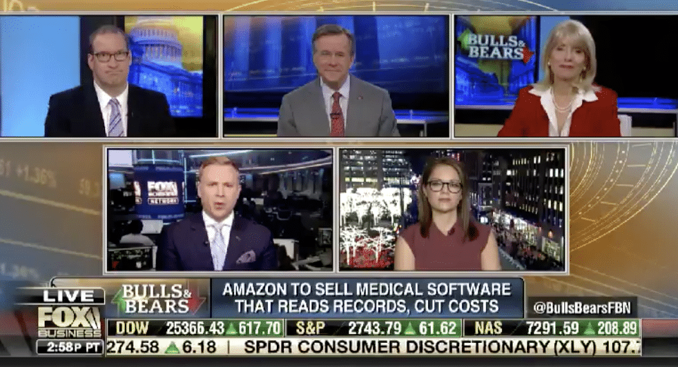 Fox Business Bulls and Bears: Amazon announcing a new line of software designed to mine patient medical records for information that doctors, hospitals and drug companies could use to sell their wares